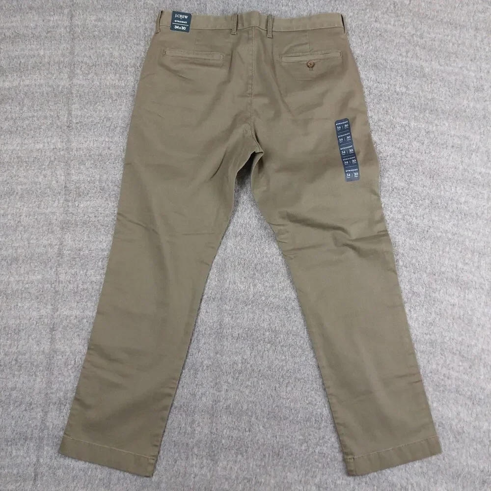 J. Crew Factory Straight-fit Flex Chino Pants Men's 34x30 Green NWT